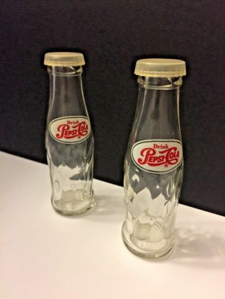 Vintage Pepsi Cola Mini Glass Bottles Salt & Pepper Shakers Set