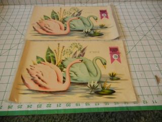 2 Meyercord Decorator Decals.  Swans X 320 - A
