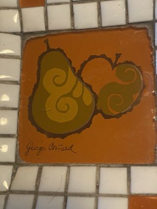 Georges Briard Mosaic Tile Tray Vintage Retro MidCentury MCM Gold Gilt Orange 2