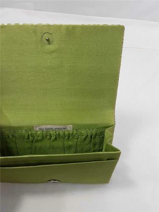 Saga - Nishiki Handicraft Green Clutch Purse Occupied Japan Handwoven Tapestry 2