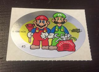 Vtg 1990 Mello Smello Nintendo Mario Bros.  Shiny Metallic Sticker Rare