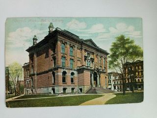 Vintage Postcard Public Library Detroit Michigan Mi 1908