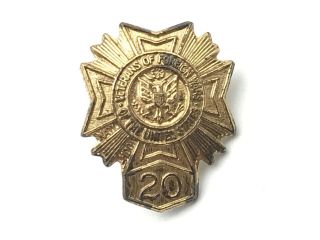 Vintage Vfw 20 Years Service Pin U.  S.  Veterans Of Foreign Wars Screw Back A3
