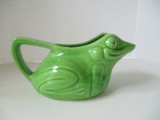 Ceramic Frog Creamer,  Green,  About 6 " Long