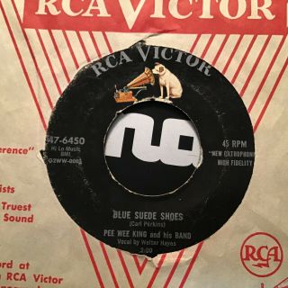 45 Rpm Pee Wee King Rca Victor 6450 Blue Suede Shoes Vg