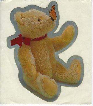 Vintage 1982 Stickers By Exclamations Teddy Bear Butterfly On Nose Sticker