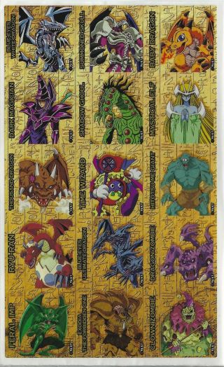 Vintage 1996 Yu - Gi - Oh Yugioh Sticker Sheet Ryu - Ran Ferel Imp Mystical Elf Ghoul
