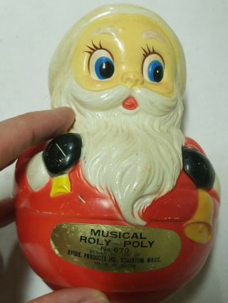 Vintage Avon Kiddie Products Plastic Santa Claus Roly Poly Plastic Chime Toy