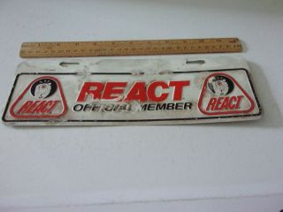 Vintage React Cb Radio Club Member License Plate Topper
