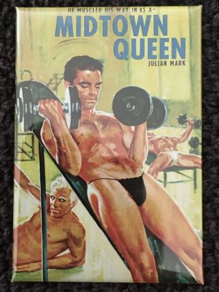 Midtown Queen Vintage Pulp Sleaze Paperback Cover Art Fridge Magnet Gay Gym