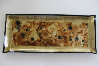 Vintage Retro Georges Briard Plastic Long Rectangular Serving Tray Gold Foil