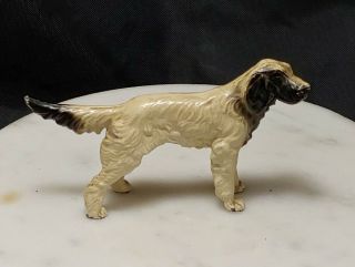 Vintage Miniature English Setter Dog Figurine Cast Iron Painted