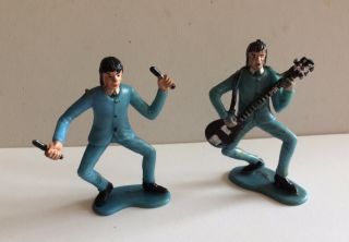 2 X Vintage Plastic The Beatles/pop Star Figures (1960s Made In Hong Kong)