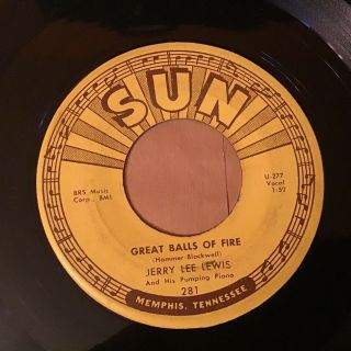 45 Rpm Jerry Lee Lewis Sun 281 Great Balls Of Fire / You Win Again Vg,