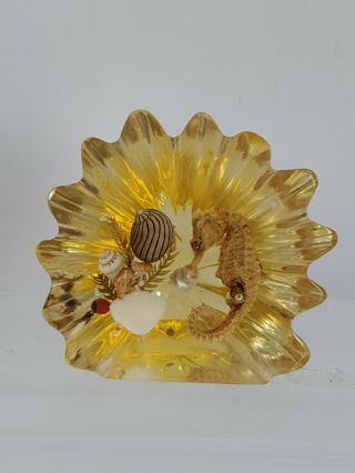 Vintage 60’s Lucite Seascape Paperweight