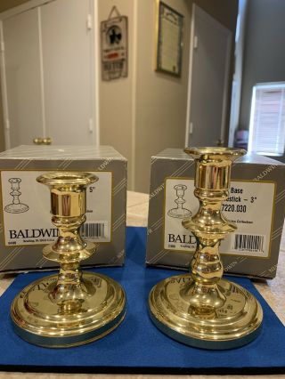 Set Of 2 Vintage Baldwin Brass Candlestick Holders Euc
