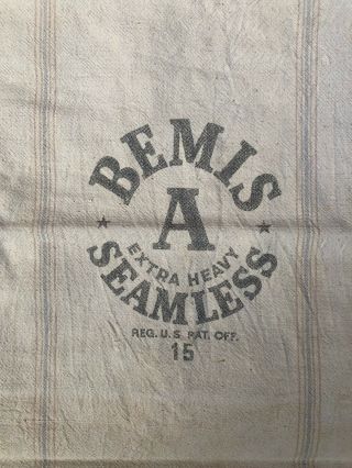 Vintage Canvas Bemis Seamless Extra Heavy Laundry Bag Sack W/ Stripes Fabric