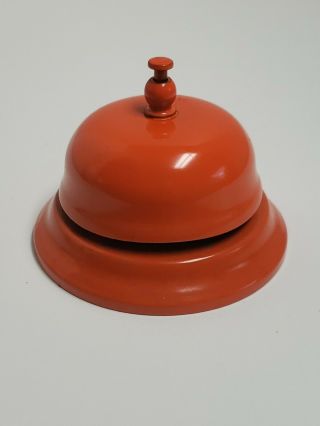Vintage Retro Orange Metal Bell For Hotel Or Reception Desk