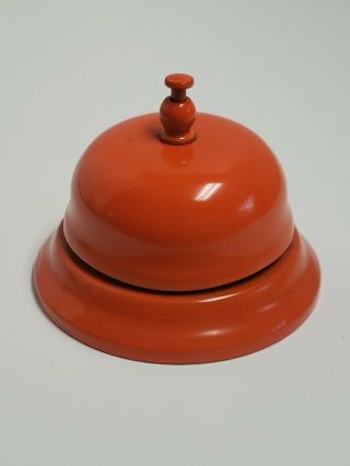 Vintage Retro Orange Metal Bell for Hotel or Reception Desk 2