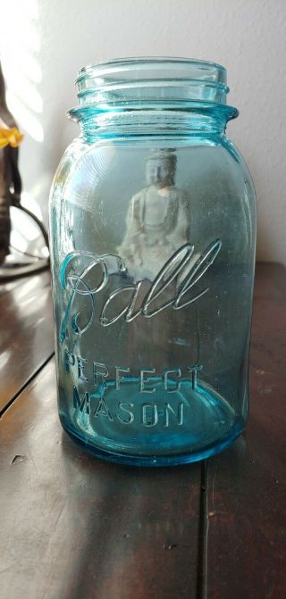 Vintage 1923 - 1933 Blue Ball Mason Jar