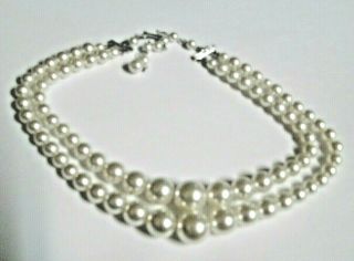 Vintage Double Strand Faux Pearl Necklace - Japan