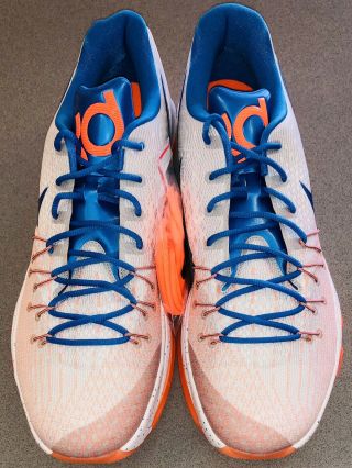 Kevin Durant Game Issued Nike Kd 8 Pe 2015 Promo Thunder Size 18 Nba Shoes