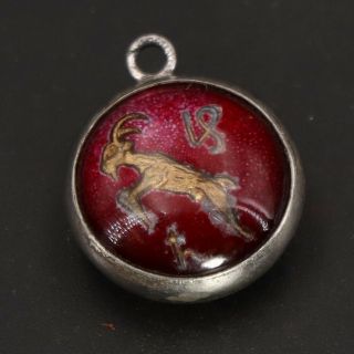 Vtg Sterling Silver - Capricorn Goat Prudence Zodiac Astrology Pendant - 1.  5g