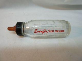 Vintage 1950’s Mini Evenflo 3” Glass Baby Doll Bottle With Caps