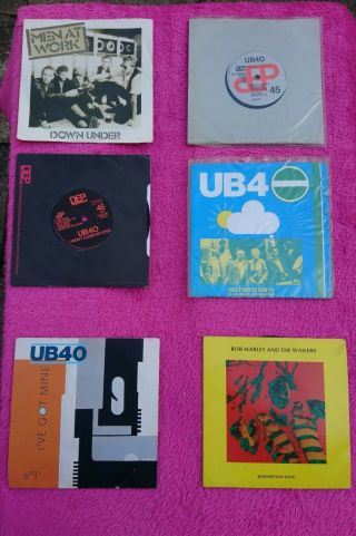 X18 Vintage 1980’s Vinyl Lp 45’s/7 Inch Singles - Ub40,  Bob Marley & Others