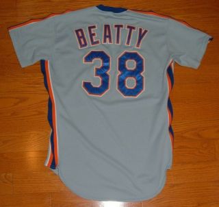 York Mets Blaine Beatty Game Worn 1989 Rookie Road Jersey