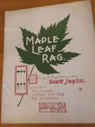 Maple Leaf Rag Ragtime Sheet Music By Scott Joplin 1899 Vintage