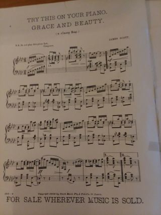 Maple Leaf Rag Ragtime Sheet Music By Scott Joplin 1899 Vintage 3
