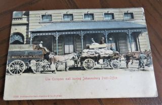 Vintage Postcard South Africa Royal Mail Leaving Johannesburg Post Office