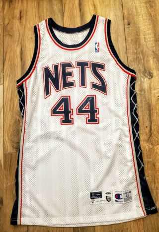 Authentic Keith Van Horn Champion 97 - 98 Nets Signed Game Issued Jersey