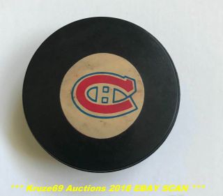 1969 - 1973 Montreal Canadiens Vintage Art Ross Converse Rubber Crest Game Puck