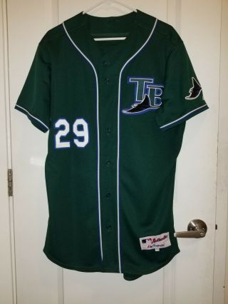 Game Worn/issued Majestic Tampa Bay Devil Rays Bautista Alt Green Jersey Size 44