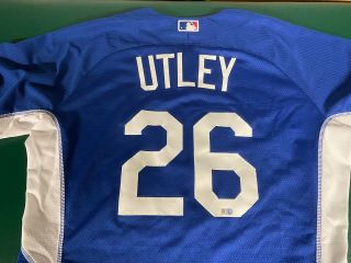 Chase Utley Team Issued Los Angeles Dodgers B.  P.  Jersey.  - Phillies
