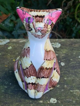 Vintage Studio Pottery Cat - Ceramic Cat - Colourful