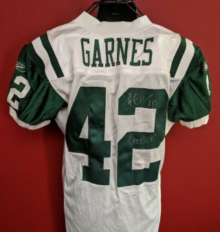 2002 Sam Garnes 42 Game Worn Signed York Jets Football Jersey - Lelands Loa