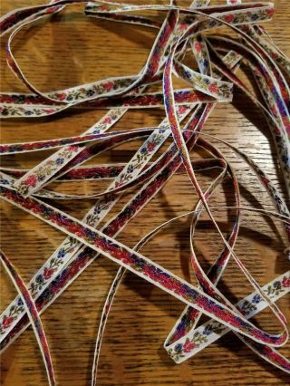 5.  5 Yards Vintage Embroidered Sewing Craft Trim 3/8 " White Red Green Blue Floral