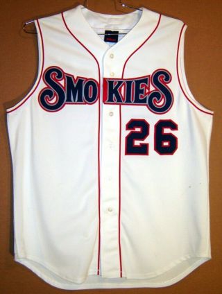 Tennessee Smokies White Vest 26 Minor League Baseball Size 48 Game Worn Jersey