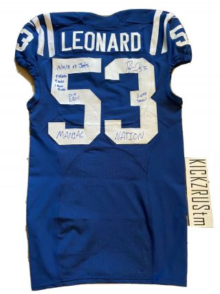 2018 Darius Leonard Game Auto Indianapolis Colts Jersey Photo Matched Worn