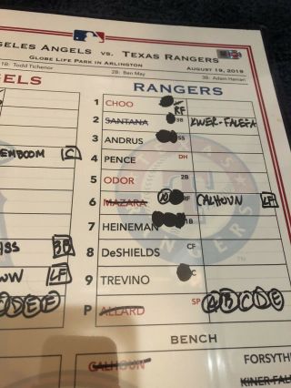 Anaheim Angels Game Lineup Card Trout Ohtani Pujols 3