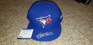 Vladimir Guerrero Jr Blue Jays Game Issued Autograph Hat Psa Authenticated