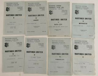 8 X Vintage Hastings United Football Official Programmes 1968 1969