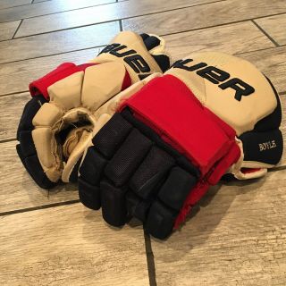 Bauer NHL Game Worn Gloves York Rangers Brian Boyle Team Issued Pro 2