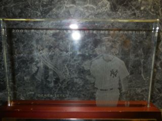 2003 Derek Jeter Playoff Absolute Memorabilia Etched Glass Plaque Game Base