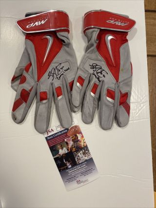 Game And Autographed Batting Gloves - Luke Voit
