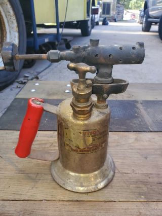 Vintage Clayton & Lambert Brass Blow Torch Wood Handle