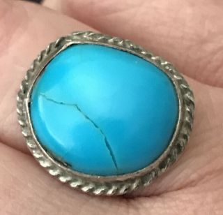 Native American Ethnic Vintage Matrix Turquoise Sterling Silver Ring Jewellery